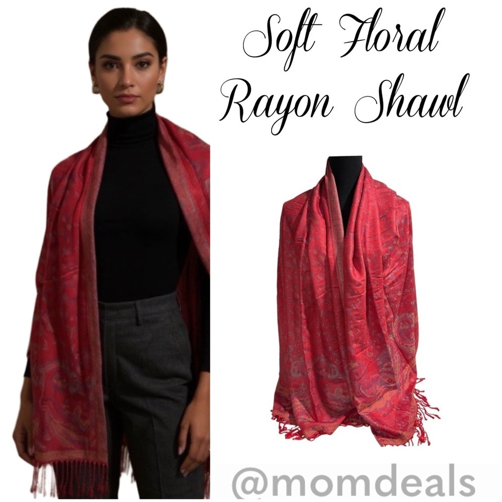 Elegant Shawl in Crimson Red- Versatile Wrap, Stole, Scarf, Veil, Soft & Cozy